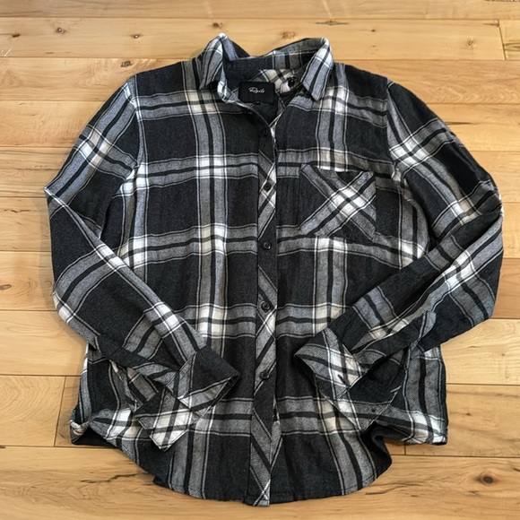 Rails Hunter Long Sleeve Button Up Flannel Ash & Bone Top - Picture 3 of 6